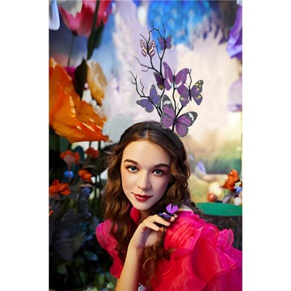 Butterfly Crown Headband | Monarch Fascinator Hat | Tea Party - Picture 3 of 5